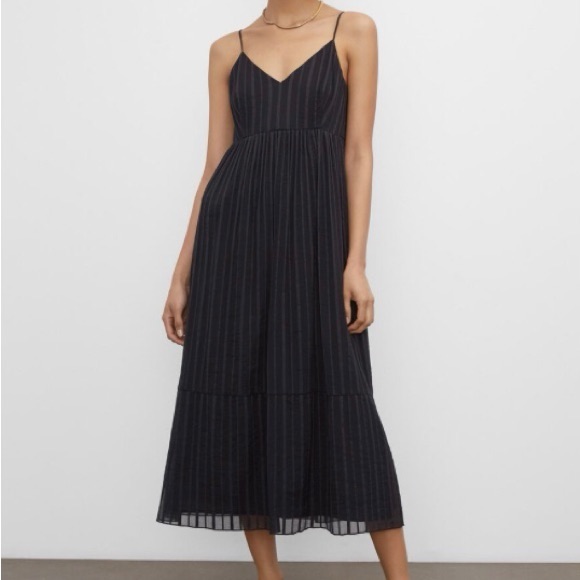Club Monaco Pleated Tiered Black Dress